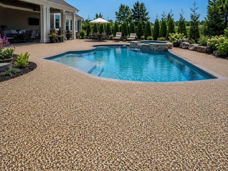 Stone coated pool deck